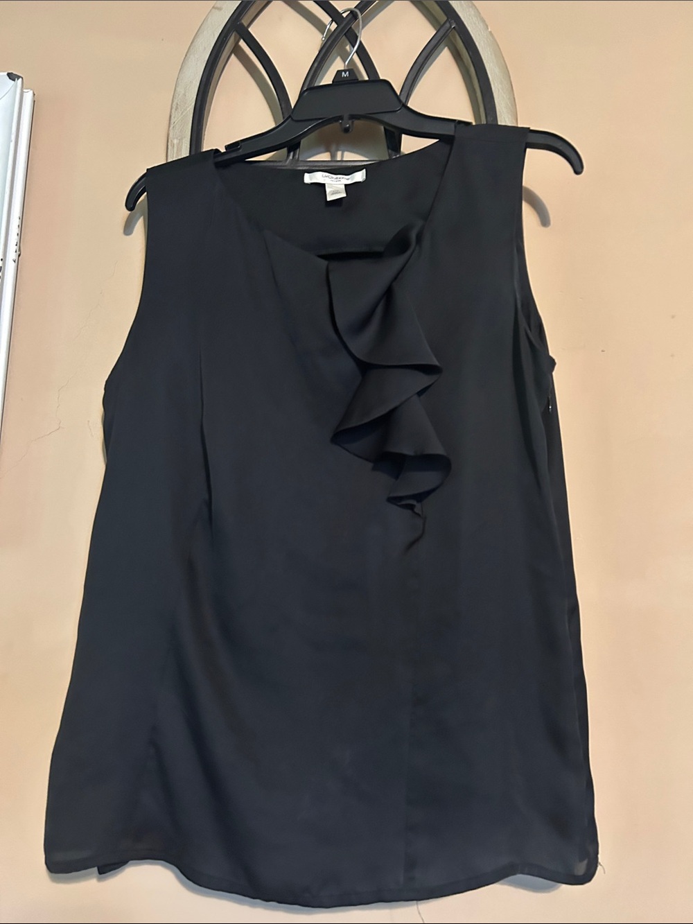 Liz Claiborne Black Sleeveless Ruffle Front Camisole